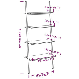 vidaXL 4-Tier Leaning Shelf Black 64x34x150.5 cm