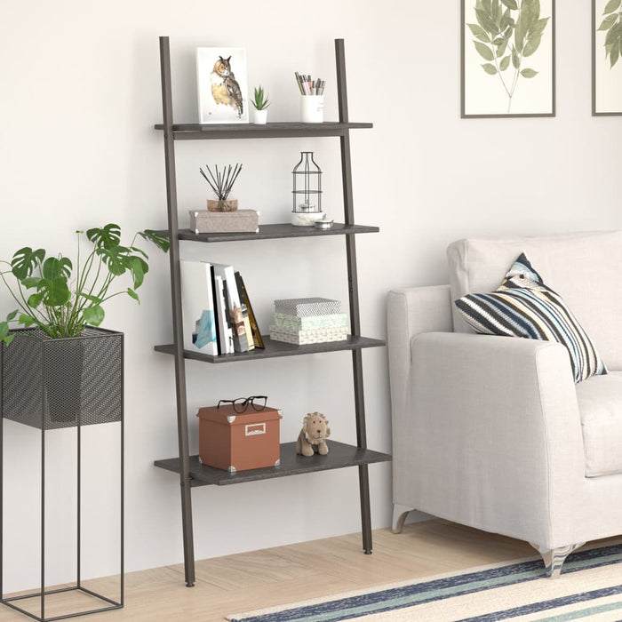 vidaXL 4-Tier Leaning Shelf Black 64x34x150.5 cm