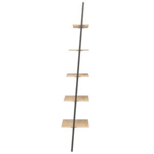 vidaXL 5-Tier Leaning Shelf Light Brown and Black 64x34x185.5 cm