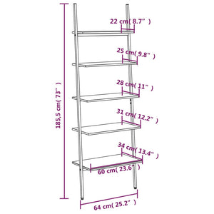 vidaXL 5-Tier Leaning Shelf Light Brown and Black 64x34x185.5 cm