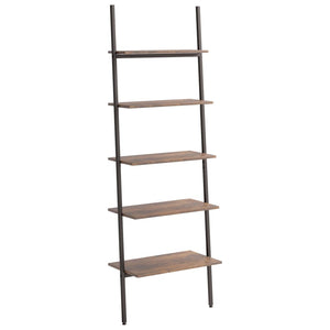 vidaXL 5-Tier Leaning Shelf Dark Brown and Black 64x34x185.5 cm