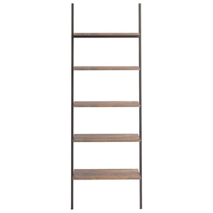 vidaXL 5-Tier Leaning Shelf Dark Brown and Black 64x34x185.5 cm