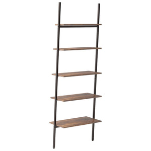 vidaXL 5-Tier Leaning Shelf Dark Brown and Black 64x34x185.5 cm