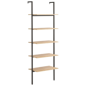 vidaXL 5-Tier Leaning Shelf Light Brown and Black 64x35x185 cm