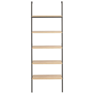 vidaXL 5-Tier Leaning Shelf Light Brown and Black 64x35x185 cm