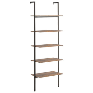 vidaXL 5-Tier Leaning Shelf Dark Brown and Black 64x35x185 cm