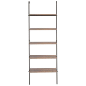 vidaXL 5-Tier Leaning Shelf Dark Brown and Black 64x35x185 cm