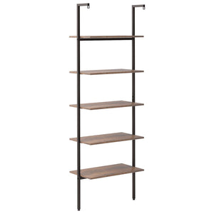 vidaXL 5-Tier Leaning Shelf Dark Brown and Black 64x35x185 cm