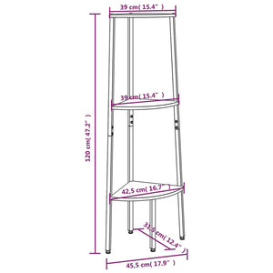 vidaXL 3-Tier Corner Shelf Black 45.5x31.5x120 cm