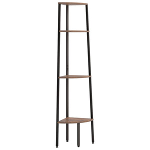 vidaXL 4-Tier Corner Shelf Dark Brown and Black 45.5x31.5x150 cm