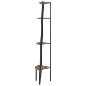 vidaXL 4-Tier Corner Shelf Dark Brown and Black 45.5x31.5x150 cm