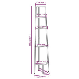 vidaXL 5-Tier Corner Shelf Light Brown and Black 45.5x31.5x180 cm