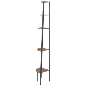 vidaXL 5-Tier Corner Shelf Dark Brown and Black 45.5x31.5x180 cm