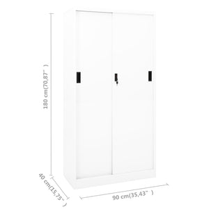 vidaXL Office Cabinet with Sliding Door White 90x40x180 cm Steel