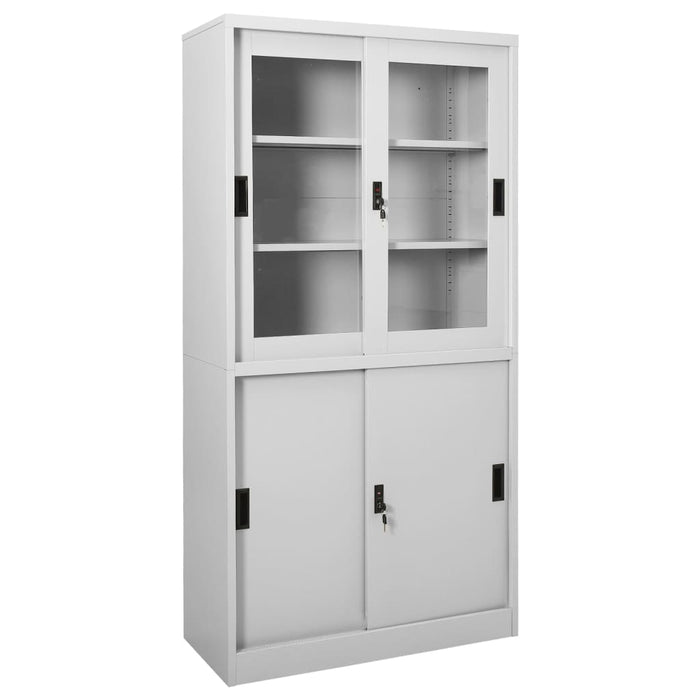 vidaXL Office Cabinet with Sliding Door Light Grey 90x40x180 cm Steel