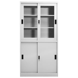 vidaXL Office Cabinet with Sliding Door Light Grey 90x40x180 cm Steel