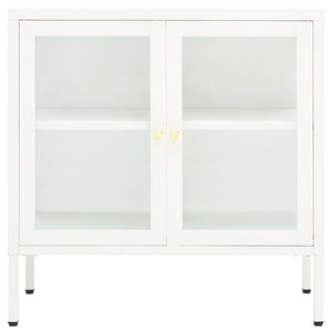 vidaXL Sideboard White 70x35x70 cm Steel and Glass