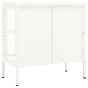 vidaXL Sideboard White 70x35x70 cm Steel and Glass