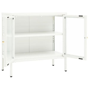 vidaXL Sideboard White 70x35x70 cm Steel and Glass