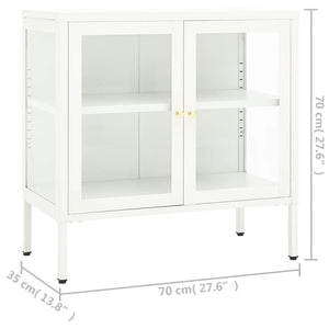 vidaXL Sideboard White 70x35x70 cm Steel and Glass