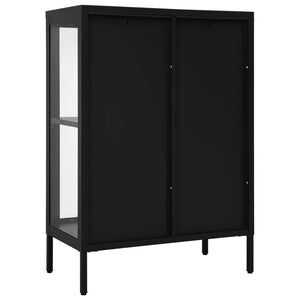 vidaXL Sideboard Black 75x35x105 cm Steel and Glass