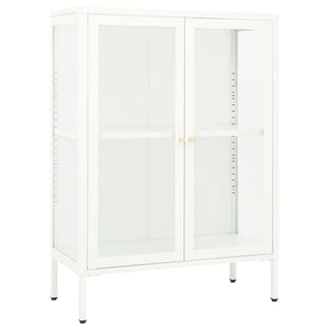 vidaXL Sideboard White 75x35x105 cm Steel and Glass