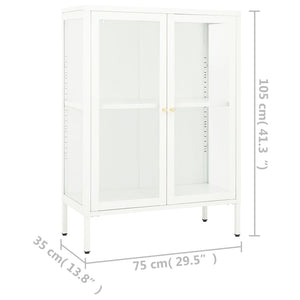 vidaXL Sideboard White 75x35x105 cm Steel and Glass