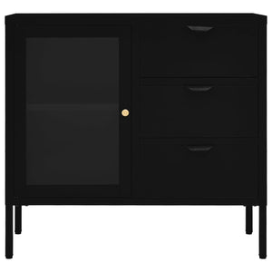 vidaXL Sideboard Black 75x35x70 cm Steel and Tempered Glass