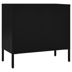 vidaXL Sideboard Black 75x35x70 cm Steel and Tempered Glass