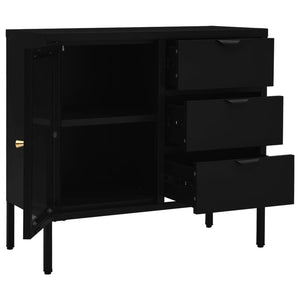 vidaXL Sideboard Black 75x35x70 cm Steel and Tempered Glass