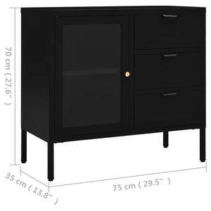 vidaXL Sideboard Black 75x35x70 cm Steel and Tempered Glass