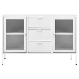 vidaXL Sideboard White 105x35x70 cm Steel and Tempered Glass