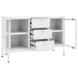 vidaXL Sideboard White 105x35x70 cm Steel and Tempered Glass