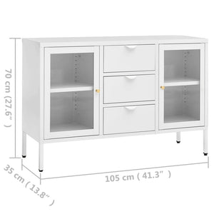 vidaXL Sideboard White 105x35x70 cm Steel and Tempered Glass