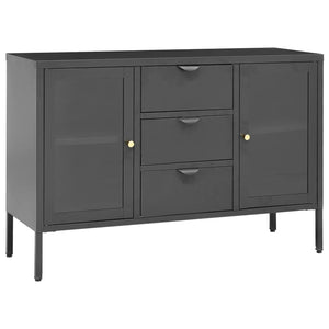 vidaXL Sideboard Anthracite 105x35x70 cm Steel and Tempered Glass