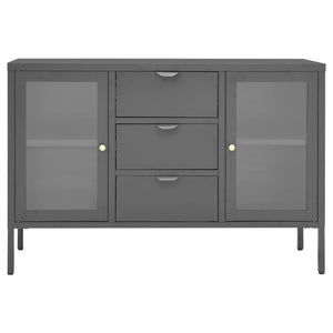 vidaXL Sideboard Anthracite 105x35x70 cm Steel and Tempered Glass