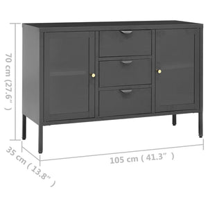 vidaXL Sideboard Anthracite 105x35x70 cm Steel and Tempered Glass