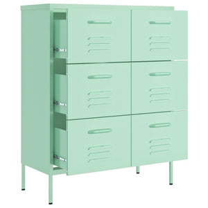 vidaXL Drawer Cabinet Mint 80x35x101.5 cm Steel