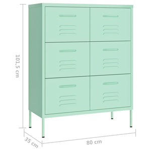 vidaXL Drawer Cabinet Mint 80x35x101.5 cm Steel