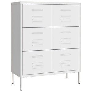 vidaXL Drawer Cabinet White 80x35x101.5 cm Steel