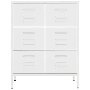 vidaXL Drawer Cabinet White 80x35x101.5 cm Steel