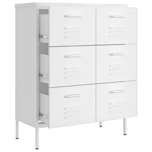 vidaXL Drawer Cabinet White 80x35x101.5 cm Steel