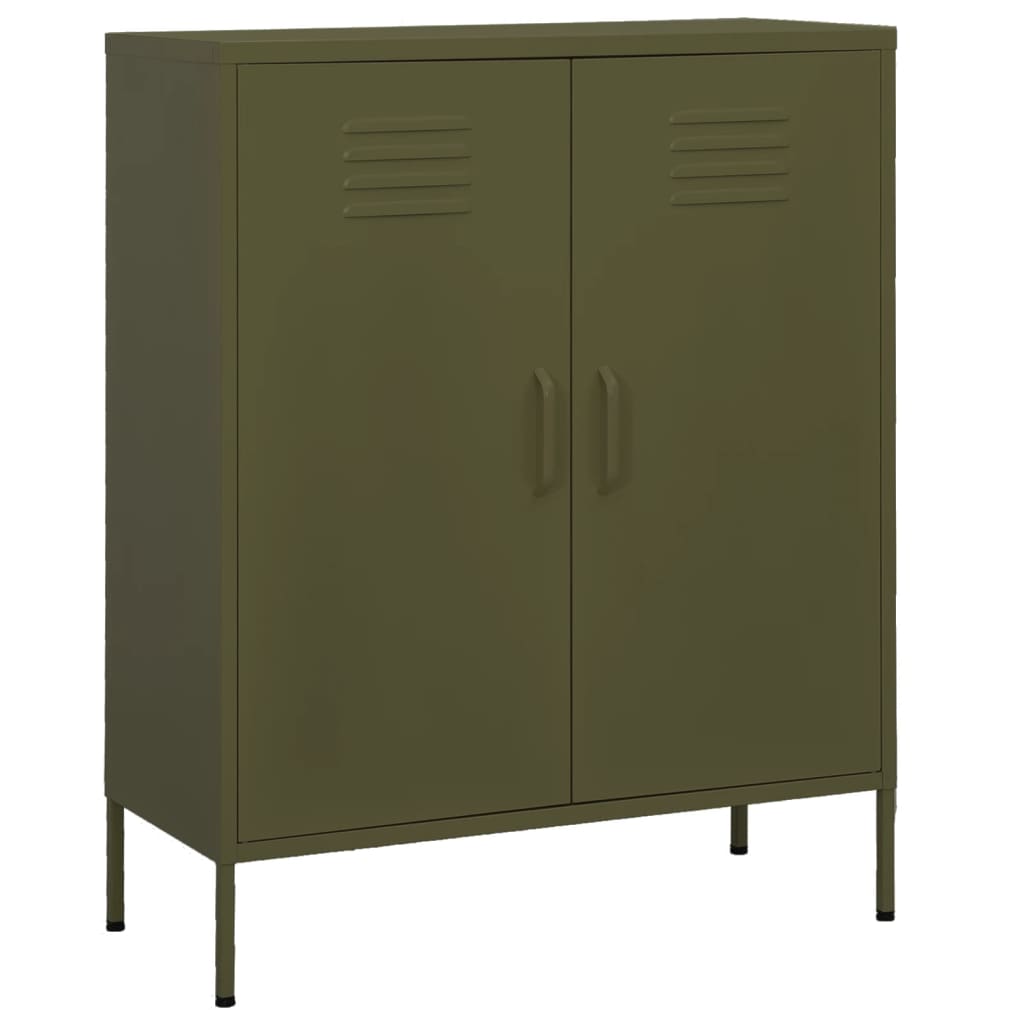 vidaXL Storage Cabinet Olive Green 80x35x101.5 cm Steel