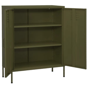 vidaXL Storage Cabinet Olive Green 80x35x101.5 cm Steel