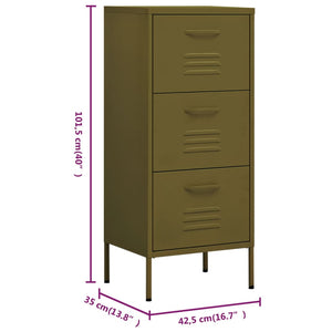 vidaXL Storage Cabinet Olive Green 42.5x35x101.5 cm Steel