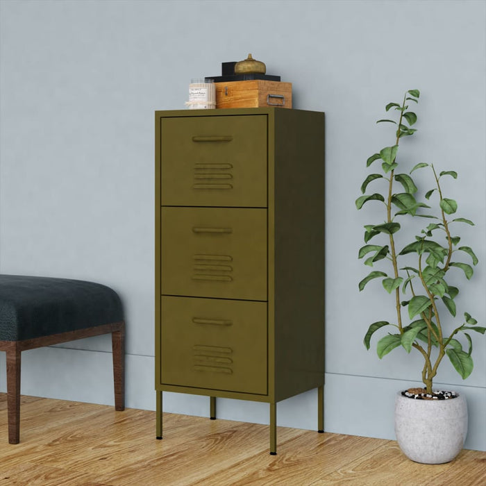 vidaXL Storage Cabinet Olive Green 42.5x35x101.5 cm Steel