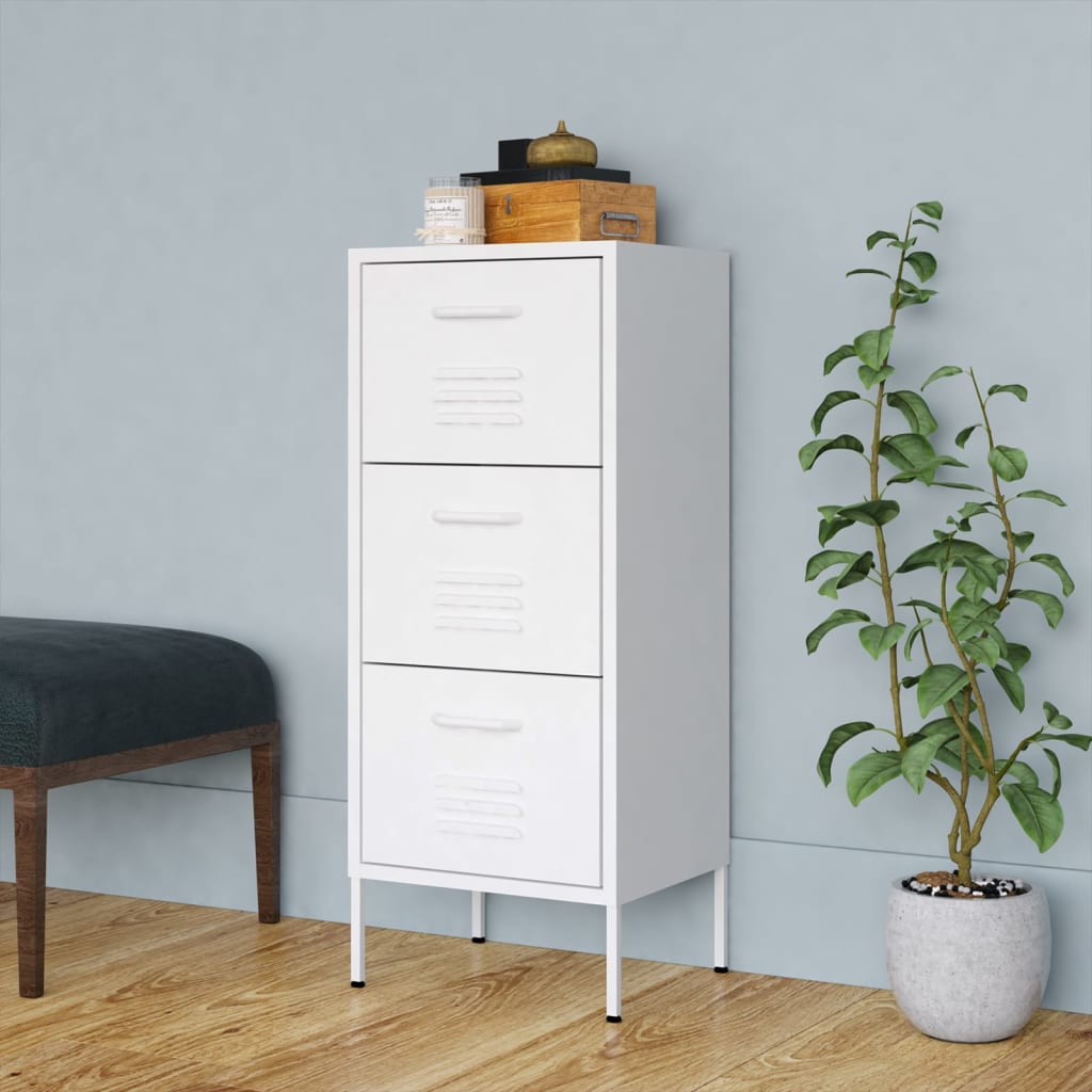 vidaXL Storage Cabinet White 42.5x35x101.5 cm Steel