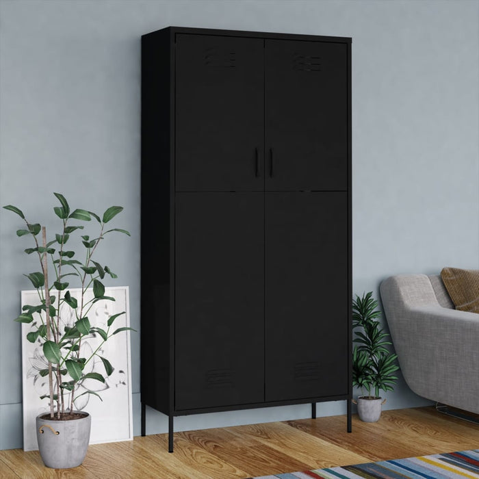 vidaXL Wardrobe Black 90x50x180 cm Steel