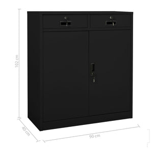 vidaXL Office Cabinet Black 90x40x102 cm Steel