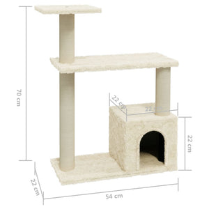 vidaXL Cat Tree with Sisal Scratching Posts Cream 70 cm